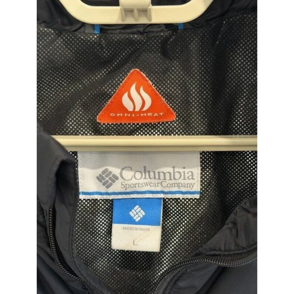 Columbia Mens Omni Heat Black Full Zip Vest Thermal Silver Lined Size Large